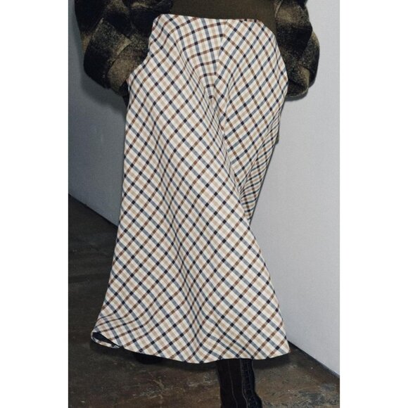 ZARA ZW COLLECTION CHECK CAPE SKIRT - Picture 3 of 7